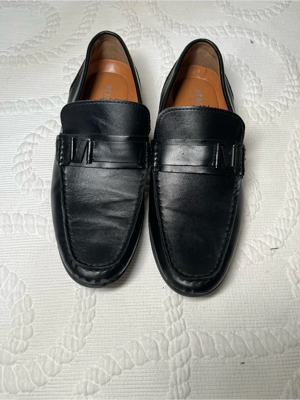 Kenneth Cole Reaction Men's Black Leather Slip-On Loafers - Size 8
